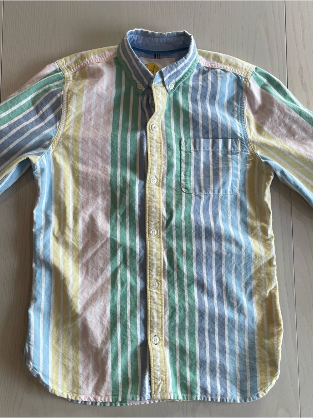 Mini Boden Boys Pastel Stripe Cotton Button Down Shirt 11-12Y